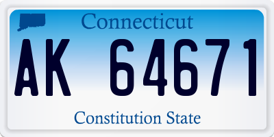 CT license plate AK64671