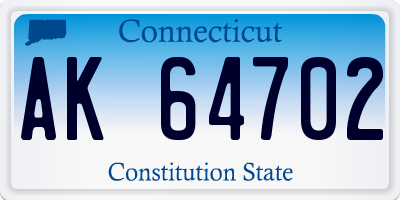 CT license plate AK64702