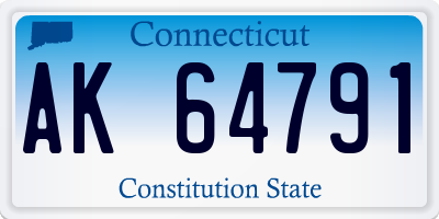 CT license plate AK64791