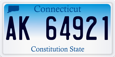 CT license plate AK64921