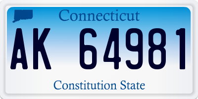 CT license plate AK64981