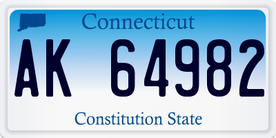CT license plate AK64982