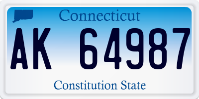 CT license plate AK64987