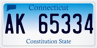 CT license plate AK65334