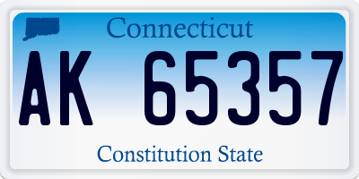 CT license plate AK65357