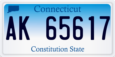 CT license plate AK65617