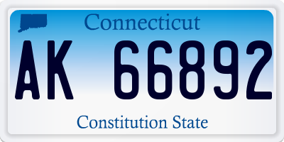 CT license plate AK66892