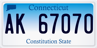 CT license plate AK67070