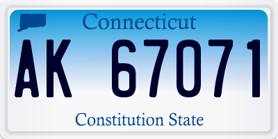 CT license plate AK67071