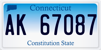 CT license plate AK67087