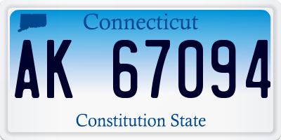 CT license plate AK67094