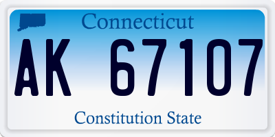 CT license plate AK67107