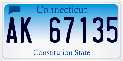 CT license plate AK67135