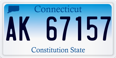 CT license plate AK67157
