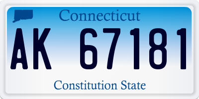 CT license plate AK67181