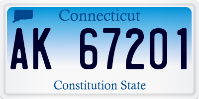 CT license plate AK67201
