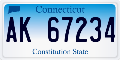 CT license plate AK67234