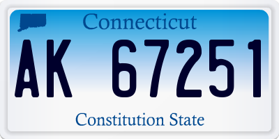 CT license plate AK67251