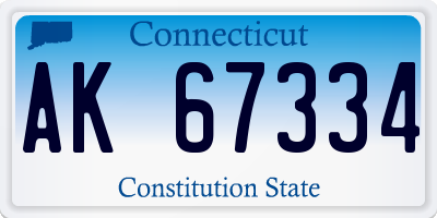 CT license plate AK67334