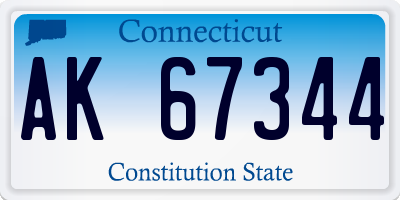 CT license plate AK67344
