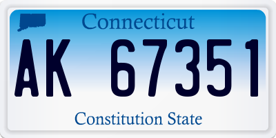 CT license plate AK67351