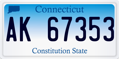 CT license plate AK67353