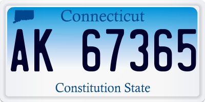 CT license plate AK67365