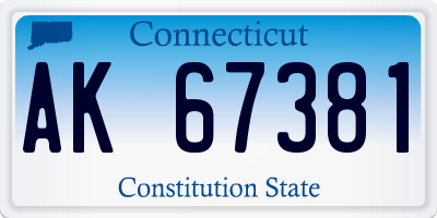 CT license plate AK67381
