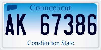 CT license plate AK67386