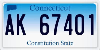 CT license plate AK67401