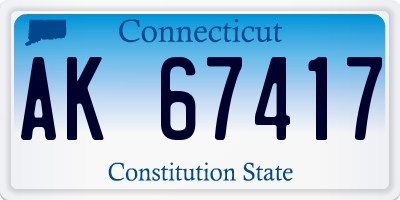 CT license plate AK67417