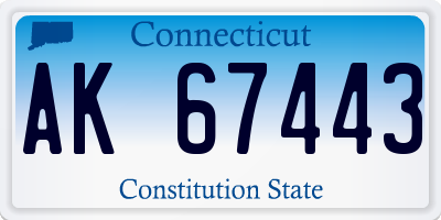 CT license plate AK67443