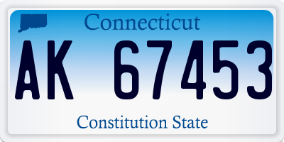 CT license plate AK67453