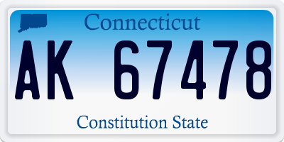 CT license plate AK67478