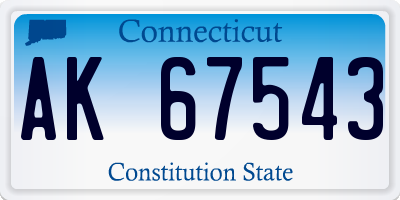 CT license plate AK67543