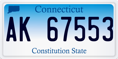 CT license plate AK67553