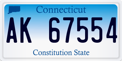CT license plate AK67554