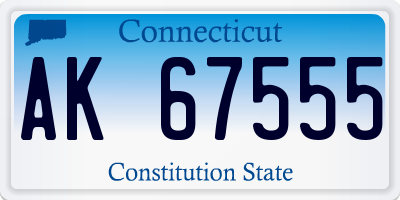 CT license plate AK67555