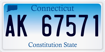 CT license plate AK67571
