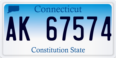 CT license plate AK67574