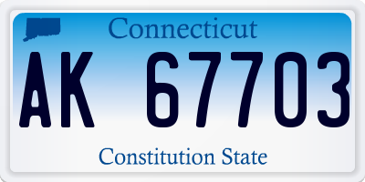 CT license plate AK67703