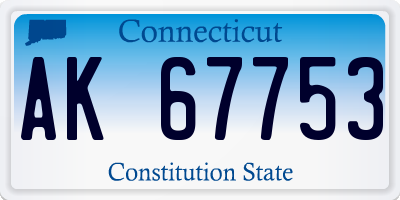 CT license plate AK67753