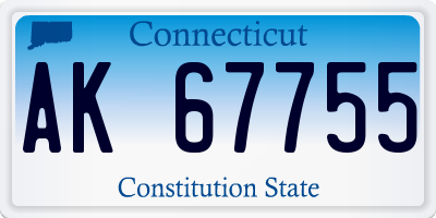 CT license plate AK67755
