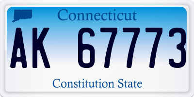 CT license plate AK67773