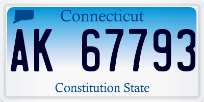 CT license plate AK67793