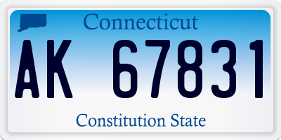 CT license plate AK67831