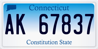CT license plate AK67837