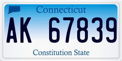 CT license plate AK67839