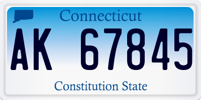 CT license plate AK67845