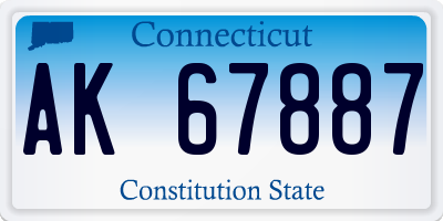 CT license plate AK67887